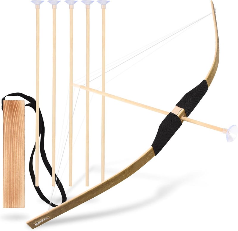Basbon Kids Bow and Arrow Set, 24 Inch Archery Set Handmade Wooden Toy Bow and Arrow Gifts for Kids Boys Girls - Perfect for Birthdays Christmas Halloween, Cosplay Game Costume Prop Play - Image 1